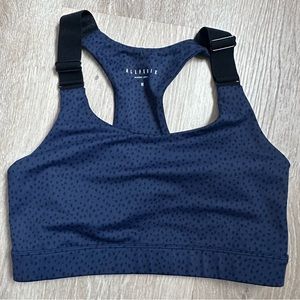 Anthropologie‎ ALLFENIX|Sports Bra|Adjustable Racerback|Navy/Black Dot|NWOT|Sz M